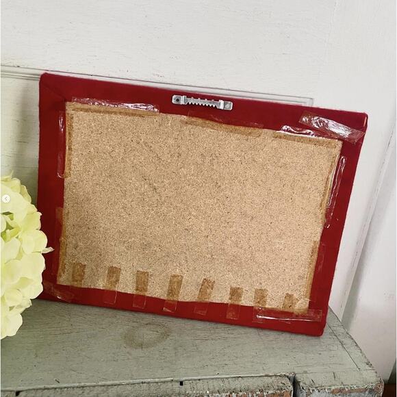 Vintage String Art Ship Boat Wood Body Brass Tacks Gold Thread Red Felt MCM - Picture 7 of 7